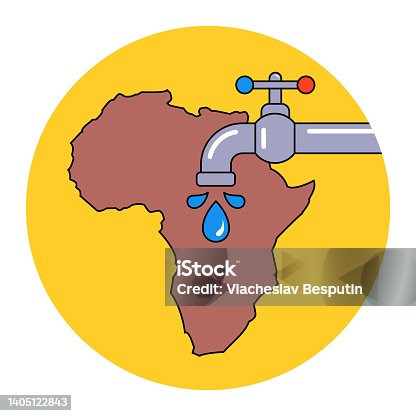 istock lack of clean drinking water on the African continent. flat vector illustration. 1405122843