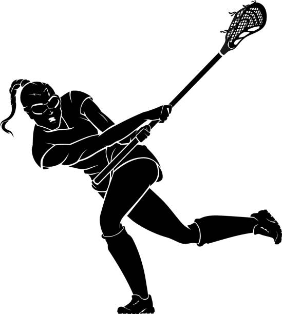 лакросс женский свинг stick - women's lacrosse stock illustrations.