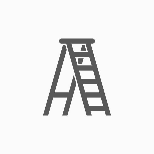 ladder icon, stepladder vector ladder icon, stepladder vector ladder stock illustrations