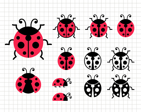 Ladybug clip art. Insect vector illustration. Cute funny animal. Silhouette vector flat illustration. Cutting file. Suitable for cutting software. Cricut, Silhouette