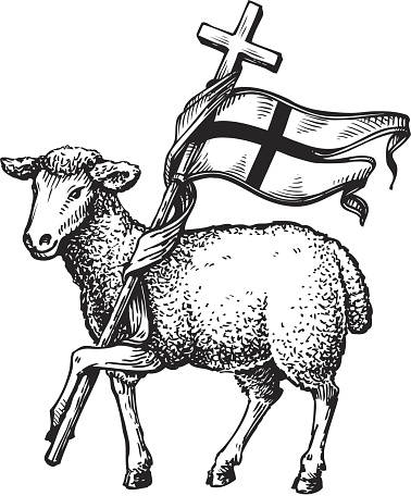 Lamb With Cross Religion Symbol Sketch Vector Illustration Stock ...