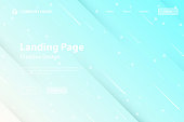 Landing page template for your website with a futuristic background, looking like a meteor shower. Modern and trendy abstract background with geometric shapes. This illustration can be used for your design, with space for your text (colors used: White, Gray, Turquoise, Green, Blue). Vector Illustration (EPS10, well layered and grouped), wide format (3:2). Easy to edit, manipulate, resize or colorize.