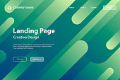 Landing page template for your website. Modern and trendy abstract background with geometric shapes. This illustration can be used for your design, with space for your text (colors used: Yellow, Green, Blue). Vector Illustration (EPS10, well layered and grouped), wide format (3:2). Easy to edit, manipulate, resize or colorize.