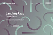 Landing page template for your website. Modern and trendy abstract background with geometric shapes. This illustration can be used for your design, with space for your text (colors used: Blue; Green, Gray, Brown, Pink, Purple). Vector Illustration (EPS10, well layered and grouped), wide format (3:2). Easy to edit, manipulate, resize or colorize.