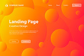 Landing page template for your website with a futuristic background, looking like the cosmos or microcosm. Modern and trendy abstract background with gradient circles. This template can be used for your design, with space for your text (colors used: Yellow, Orange, Red, Pink). Vector Illustration (EPS10, well layered and grouped), wide format (3:2). Easy to edit, manipulate, resize or colorize.