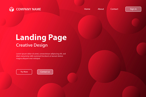 Landing page Template - Abstract geometric background with Red gradient circles