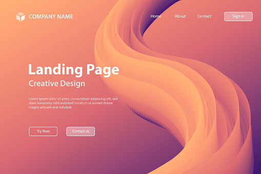 Landing page Template - Fluid Abstract Design on Orange gradient background