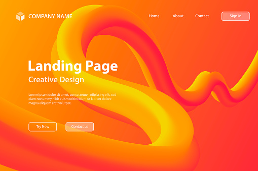 Landing page Template - Fluid Abstract Design on Orange gradient background