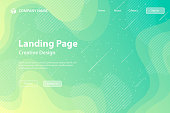 Landing page template for your website with a modern and trendy background. Beautiful starry sky with fluid, geometric and gradient shapes. This illustration can be used for your design, with space for your text (colors used: Orange, Yellow, Green, Blue). Vector Illustration (EPS10, well layered and grouped), wide format (3:2). Easy to edit, manipulate, resize or colorize.