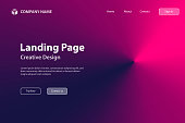 Landing page template for your website. Modern and trendy abstract background with a radial gradient, cone-shaped. This illustration can be used for your design, with space for your text (colors used: Pink, Purple, Black). Vector Illustration (EPS10, well layered and grouped), wide format (3:2). Easy to edit, manipulate, resize or colorize.