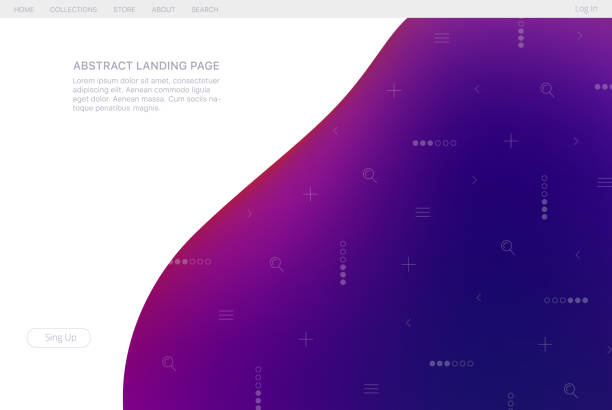 Landing page ui design Abstract gradient landing page for user interface design. Futuristic dynamical background. purple background stock illustrations