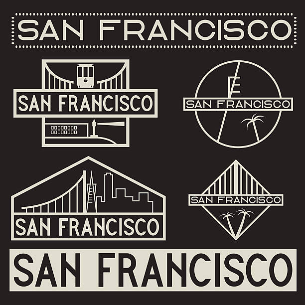 landmarks of San Francisco vintage labels set landmarks of San Francisco vintage labels set alcaraz stock illustrations