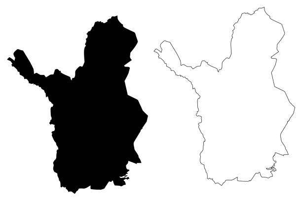 拉普蘭地區（芬蘭共和國）地圖向量插圖，塗鴉素描拉普蘭地圖 - 芬蘭拉普蘭區 幅插畫檔、美工圖案、卡通及圖標