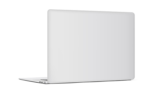 Laptop backside isolated on white background. Vector illustration