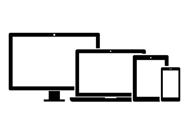 Laptop, Computer Monitor, TV, Tablet, Smartphone Icon Set vector art illustration