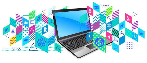 Laptop for education and learning Laptop for education and learning laptop backgrounds stock illustrations