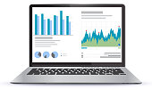 istock Laptop Illustration With Financial Charts and Graphs Screen 870927578