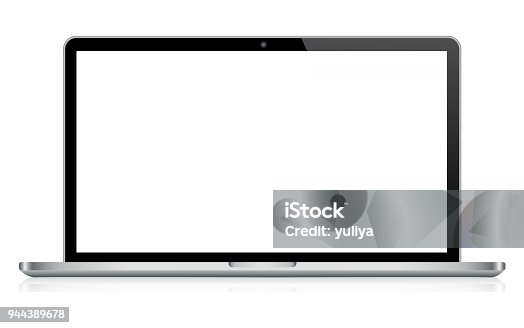 istock Laptop in Black and Silver Color with Reflection 944389678