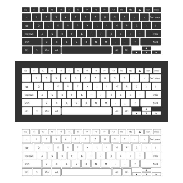 illustrations, cliparts, dessins animés et icônes de jeu de clavier d’ordinateur portable - clavier