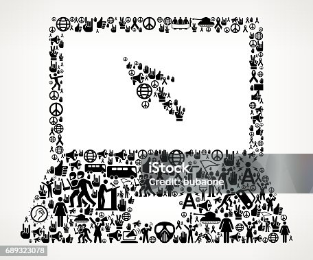istock Laptop Protest and Civil Rights Vector Icon Background 689323078