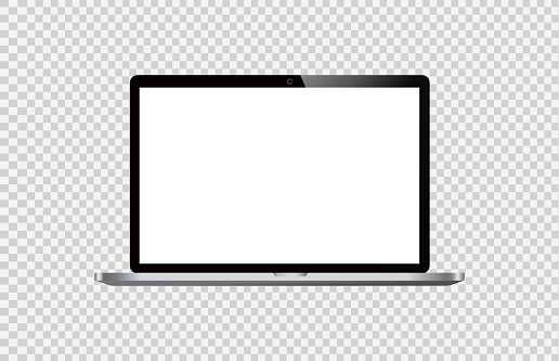 Laptop with blank screen isolate on  png or transparent background for new product, promotion, advertising, vector illustration
