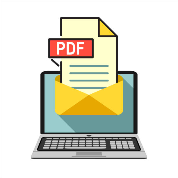 Laptop With Envelope And PDF File.