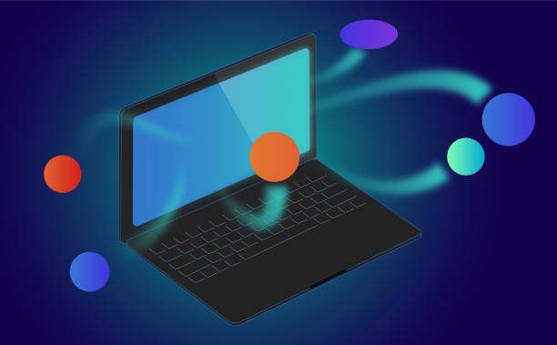 Laptop with Logos vector art illustration