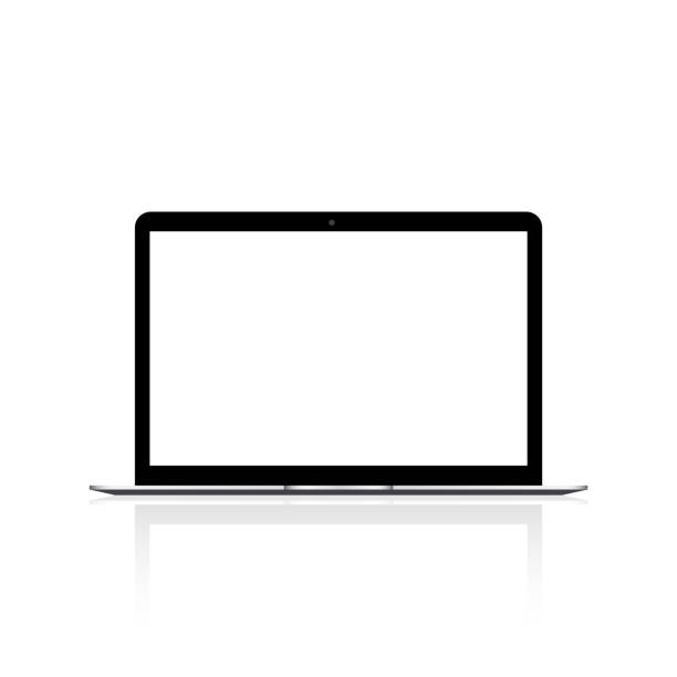 Laptop with white screen mock up. Vector Laptop with white screen mock up. Vector. laptop borders stock illustrations