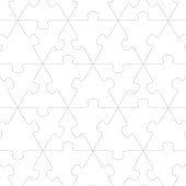 Complete connected outline triangular large jigsaw puzzle pieces.