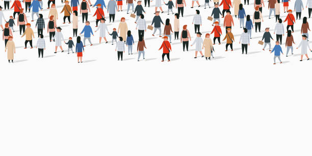 Large group of people on white background. People communication concept. Large group of people on white background. People communication concept. Vector illustration cartoon of a stadium crowd stock illustrations