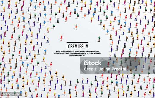 istock A large group of people on white background with space for text. Crowd seamless background. Vector illustration 1277734139