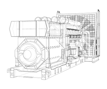 Large industrial diesel generator. Vector