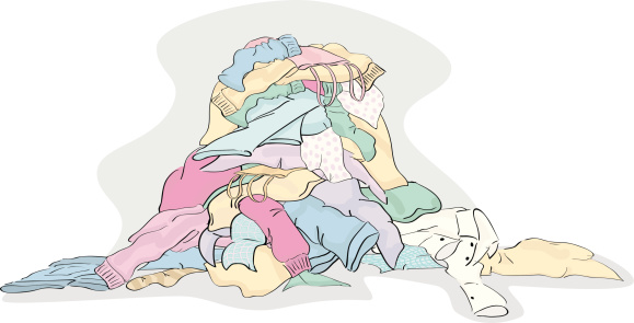 Large Pile of Laundry clothing ready to be cleaned