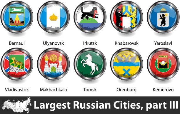 ilustrações de stock, clip art, desenhos animados e ícones de largest russian cities - kemerovo