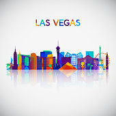 Las Vegas skyline silhouette in colorful geometric style. Symbol for your design. Vector illustration.