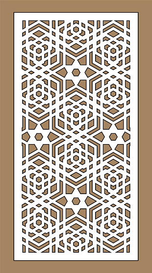 Laser cutting. Arabesque decorative vector panel. Template for interior partition in arabic style. Laser cutting design