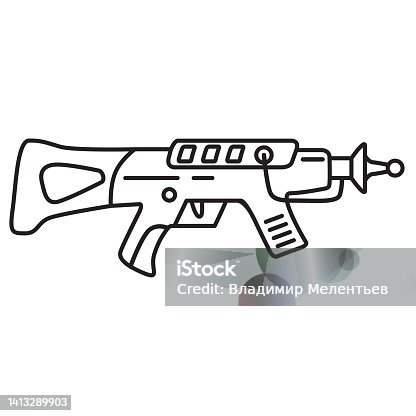 istock laser gun.Laser rifle.Toy weapons.Cartoon gun . 1413289903