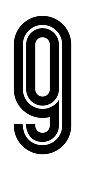 Latin alphabet, Font in the Disco style, black number nine