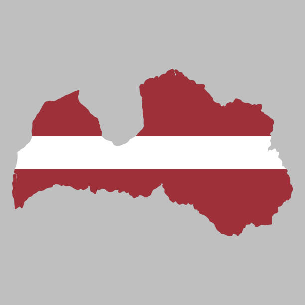 Latvia flag inside map borders vector art illustration
