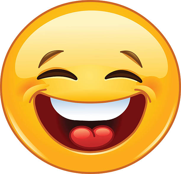 Laughing with closed eyes emoticon Emoticon laughing with closed eyes big smile emoji stock illustrations