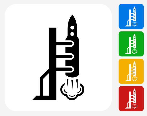 illustrations, cliparts, dessins animés et icônes de icône de fusée de lancement à la conception graphique - rampe de lancement