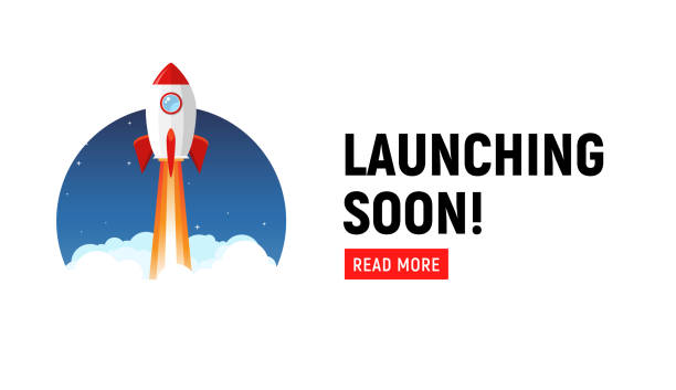 stockillustraties, clipart, cartoons en iconen met binnenkort lanceren marketing store template. binnenkort aankondiging flyer banner. - launch