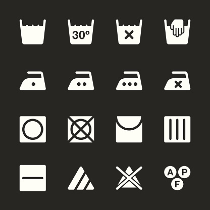 Laundry Sign Icons Set 1 - White Series | EPS10