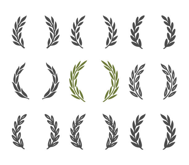 月桂樹のデザイン要素セット - 紋章点のイラスト素材／クリップアート素材／マンガ素材／アイコン素材