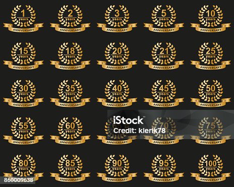 istock Laurel wreaths collection. Jubilee from 1 to 100 years 860009638
