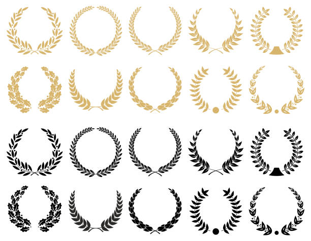 Laurel Wreaths Set - illustration Laurel wreaths vector collection. award patterns stock illustrations