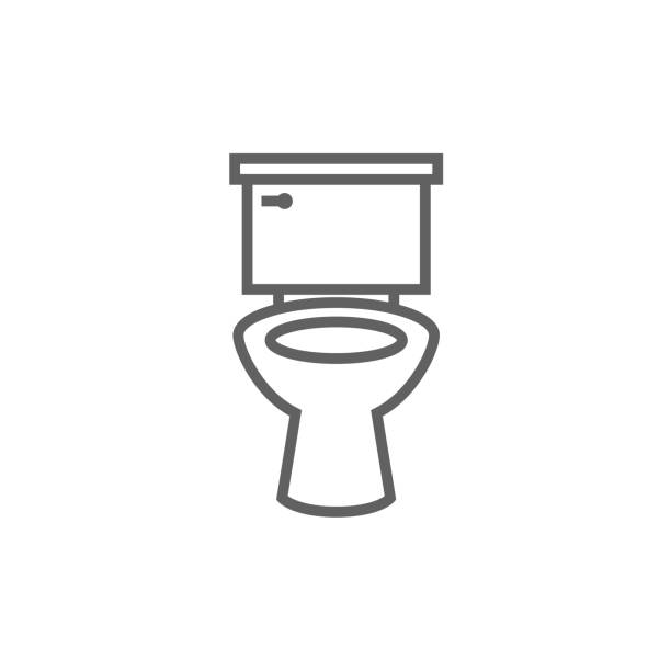 Lavatory bowl line icon Lavatory bowl thick line icon with pointed corners and edges for web, mobile and infographics. Vector isolated icon. toilet stock illustrations