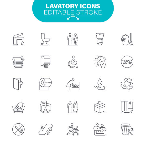 lavatory icons - bathroom stock-grafiken, -clipart, -cartoons und -symbole