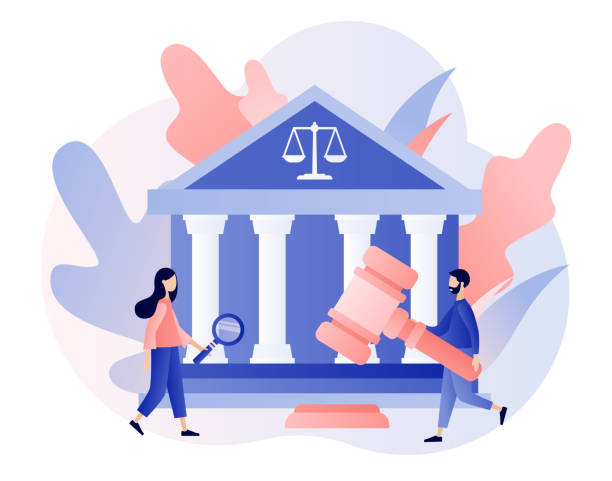Law and Justice Concept. Justice scales, judge building and judge gavel. Supreme court. Modern flat cartoon style. Vector illustration Law and Justice Concept. Justice scales, judge building and judge gavel. Supreme court. Modern flat cartoon style. Vector supreme court stock illustrations
