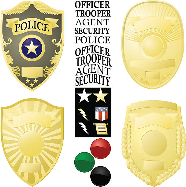 Law Enforcement Badge Vector Images A collection of four different law enforcement style badge images.  Adorn them with the included medallions, icons and fitted text or add your own.   police badge stock illustrations